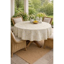 Rona Home Papatya Desenli Şık Yuvarlak Masa Örtüsü - Birinci Sınıf Kaliteli Kumaş Leke Tutmaz Dijital Baskı