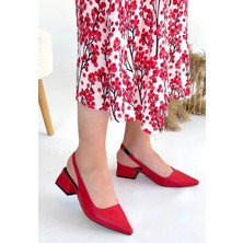 Erbilden Morji Kırmızı Cilt Topuklu Ayakkabı