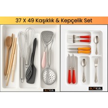 PremiumPort Beyaz 37X49 cm Kaşıklık ve Kepçelik 2'li Set, Keselebilir, Çok Amaçlı