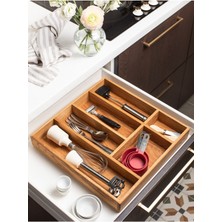 PremiumPort Ahşap Çekmece Organizer, Kaşıklık, Çatal ve Bıçak Düzenleyici