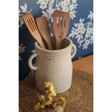 PremiumPort El Yapımı Isveç Tarz Dekoratif Çömlek Vazo ve Kaşıklık Seti