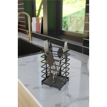 PremiumPort Desenli Mat Siyah Tezgah Üstü Kaşıklık, Şık ve Kullanışlı Tasarım