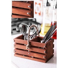 PremiumPort Ahşap 2 Bölmeli Kaşıklık ve Yağdanlık Seti, Şık ve Kullanışlı Tasarım