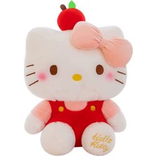 Techmarketi Kırmızı Elmalı Hello Kitty Peluş Ithal Kumaş Birinci Kalite Yumuşak Uyku Arkadaşı