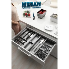 PremiumPort Çekmece Içi Kaşıklık ve Bıçaklık Düzenleyici, Antresit, 74X48, Yandan ve Boydan Kesilebilir