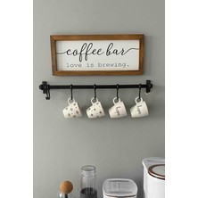 PremiumPort Şık Siyah 6 Kancalı Duvara Monte Dekor Kaşıklık Askısı 50CM