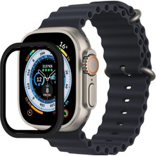 Marsilyan  Apple Watch Ultra 49MM Alüminyum Kasa Cam Ekran Koruyucu - Siyah