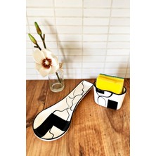 PremiumPort Renkli Şimşek Desenli Kirli Kaşıklık ve Süngerlik Mutfak Seti