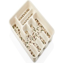 PremiumPort Desenli 6 Bölmeli Melamin Kaşıklık, Çekmece Içi Düzenleyici