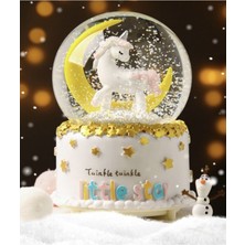 Normadia Renkli Unicorn Kar Küresi, Işıklı ve Müzikli, Otomatik Kar Püskürtme