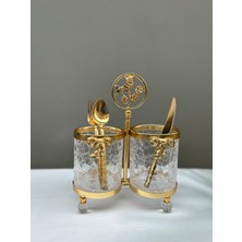 PremiumPort Gold Renk Ikili Cam Kaşıklık, Şık ve Kullanışlı Mutfak Gereçleri