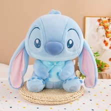 Techmarketi Stitch Peluş Mavi Kurdeleli Ithal Kumaş Birinci Kalite Yumuşak Uyku Arkadaşı