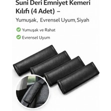 Vi Caro Suni Deri Emniyet Kemeri Kılıfı (4 Adet) – Yumuşak, Evrensel Uyumlu, Siyah Oto Aksesuar