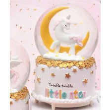 Normadia Rüya Gibi Müzikli Ay ve Unicorn Temalı Dekoratif Kar Küresi
