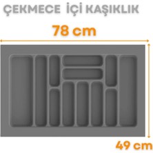 PremiumPort Gri Çekmece Içi Kaşıklık ve Kepçelik Düzenleyici, Ayarlanabilir 78X49 cm