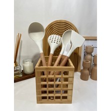 PremiumPort Bambu Kare Düzenleyici ve Kaşıklık, Şık ve Fonksiyonel Organizer Kutusu