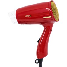 King KSK-438 Arvinda Seyahat Tipi Kırmızı Saç Kurutma Makinesi