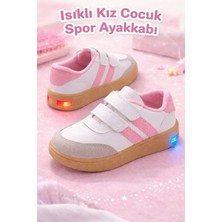 Slipcat Unisex  Günlük Işıklı Çocuk Cırtlı Yürüyüş Koşu Sneaker Spor Ayakkabı