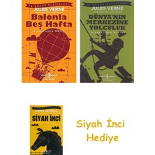 İş Bankası Kültür Yayınları Balonla Beş Hafta: Kısaltılmış Metin + Dünyanın Merkezine Yolculuk + Siyah Inci Hediye