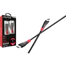 Auris Aurıs ARS-CB48 60W Usb-C To Type-C Süper Hızlı Şarj Kablosu (Örgü - Işıklı)