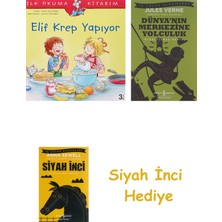 İş Bankası Kültür Yayınları Elif Krep Yapiyor Ilk Okuma Kitabım + Dünyanın Merkezine Yolculuk + Siyah Inci Hediye