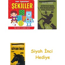 İndigo Kitap Ilk Kitabım Şekiller Ciltli + Dünyanın Merkezine Yolculuk + Siyah Inci Hediye