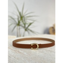 Erdesign Kadın Taba Gold Tokalı Harf Kemer Kadın Kemer