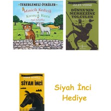 İş Bankası Kültür Yayınları Minicik Kedicik - Kıvırcık Kuzu: Tekerlemeli Öyküler + Dünyanın Merkezine Yolculuk + Siyah Inci Hediye