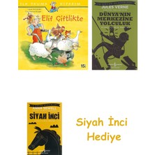 İş Bankası Kültür Yayınları Elif Çiftlikte - Ilk Okuma Kitabım + Dünyanın Merkezine Yolculuk + Siyah Inci Hediye