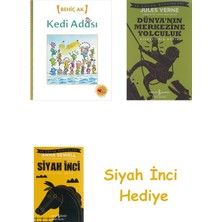 Can Çocuk Yayınları Kedi Adası + Dünyanın Merkezine Yolculuk + Siyah Inci Hediye