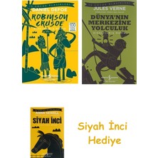 İş Bankası Kültür Yayınları Robinson Crusoe (Kısaltılmış Metin): Iş Çocuk Klasikleri 100 Temel Eser + Dünyanın Merkezine Yolculuk + Siyah Inci Hediye