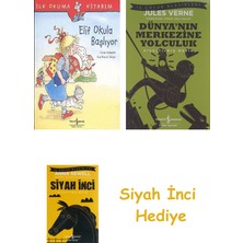 İş Bankası Kültür Yayınları Elif Okula Başlıyor: Ilk Okuma Kitabım + Dünyanın Merkezine Yolculuk + Siyah Inci Hediye