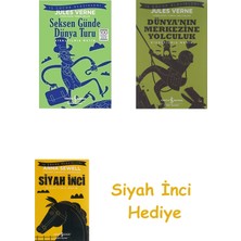 İş Bankası Kültür Yayınları Seksen Günde Dünya Turu: Iş Çocuk Klasikleri Kısaltılmış Metin + Dünyanın Merkezine Yolculuk + Siyah Inci Hediye