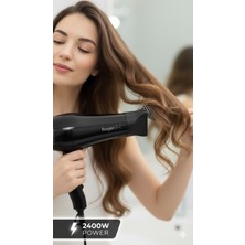 Allians 2400W Profesyonel Siyah Saç Kurutma Makinesi ve Fırça Seti