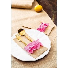 PremiumPort El Yapımı Pembe Jüt Kaşıklık Seti, Şık ve Doğal Dekorasyon