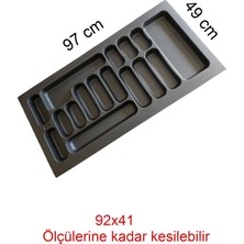 PremiumPort Gri Renk Çekmece Içi Düzenleyici Kaşıklık, 97X49 Cm, Pratik ve Şık Tasarım