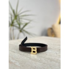 Erdesign Kadın Acı Kahve B Harf Kemer Kadın Kemer