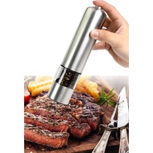 PremiumPort Otomatik Baharat Öğütücü, Kaya Tuzu ve Karabiber, Işıklı, Pilli, Steakhouse