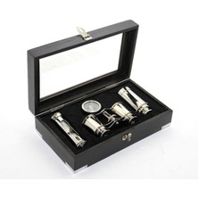 Özbience Bronz Ahşap Kutulu Pirinç Dürbün, Pusula ve Kum Saati Seti