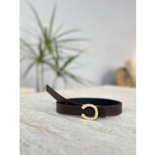 Erdesign Kadın Acı Kahverengi Harf Detay Kemer Kadın Kemer