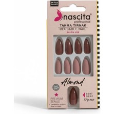 BURADABULDUN Professional Takma Tırnak - Almond Model 24 Lü Set (Yapıştırıcılı (1 Paket)