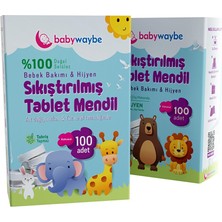 Baby Waybe 3 Adet Organik Bebek Mendili %100 Doğal Sıkıştırılmış Tablet Mendil 100 Adet