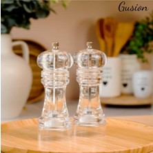 PremiumPort Şeffaf Akrilik El Değirmeni, 18 Cm, Baharat Öğütücü, Tuz ve Karabiber Için