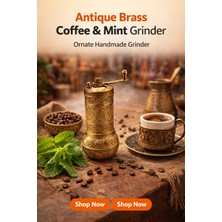 PremiumPort El Tipi Nane ve Kahve Öğütücü, Pirinç Desenli Manuel Baharat Değirmeni