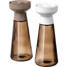 PremiumPort Cam Baharat Öğütücü, Kahverengi, 19CM, 2 Parça, Şık ve Fonksiyonel