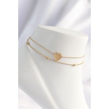 Ett 316L Çelik Gold Renk Kalp Tasarımlı 2li Halhal