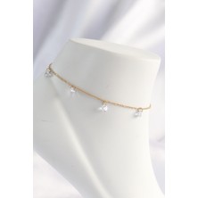 Ett 316L Çelik Gold Renk Zirkon Taşlı Halhal