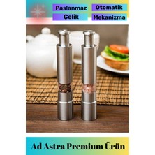 PremiumPort Pratik Metalik Baharat Öğütücü, Sağlıklı Paslanmaz Çelik, Otomatik Basmalı
