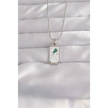 Ett 316L Çelik Gümüş Renk Beyaz Mineli Tarot Kolye