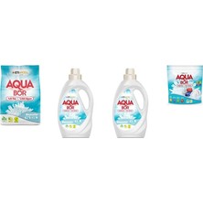 Aquabor Doğal Mineralli 4 kg Beyaz + Sıvı Beyaz + Sıvı Beyaz  + Tablet 4 Lü Set